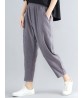 Casual Loose Elastic High Waist Pure Color Women Pants