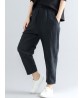 Casual Loose Elastic High Waist Pure Color Women Pants