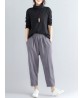 Casual Loose Elastic High Waist Pure Color Women Pants