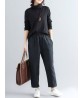 Casual Loose Elastic High Waist Pure Color Women Pants