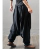 Gracila Casual Loose Elastic Waist Pocket Pure Color Women Harem Pants