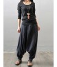 Gracila Casual Loose Elastic Waist Pocket Pure Color Women Harem Pants