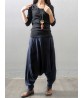 Gracila Casual Loose Elastic Waist Pocket Pure Color Women Harem Pants