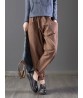 Women Casual Pure Color Elastic Waist Pockets Pants