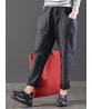 Women Casual Pure Color Elastic Waist Pockets Pants